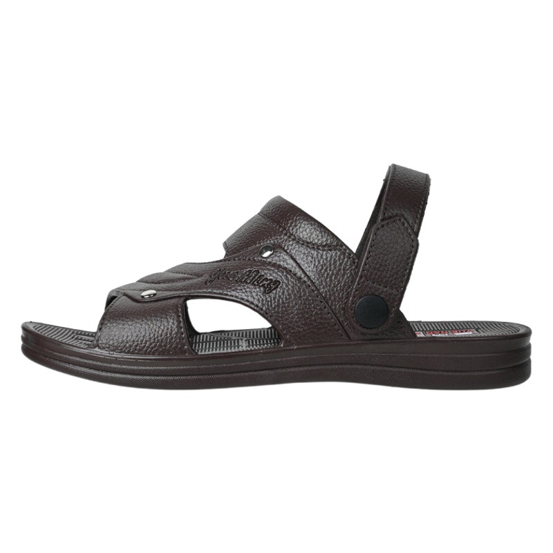 Factory Price New Summer Men's Thick-Soled Non-Slip Comfortable Soft Rubber Sole Outer Wear Driver Black and Brown Dual-Use Beach Sandals