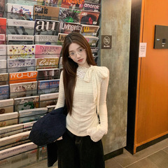 美式甜辣半高领蕾丝打底衫女秋冬内搭设计感小众独特修身收腰上衣