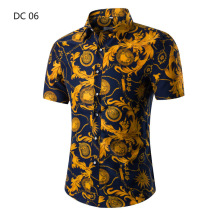 衬衫男men short sleeve cotton flower shirt mens dress shirts