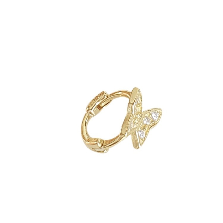 Eloch S925 plata esterlina con diamantes plegables pequeños pernos de mariposa de moda coreana joyas de orejas de viento M05304