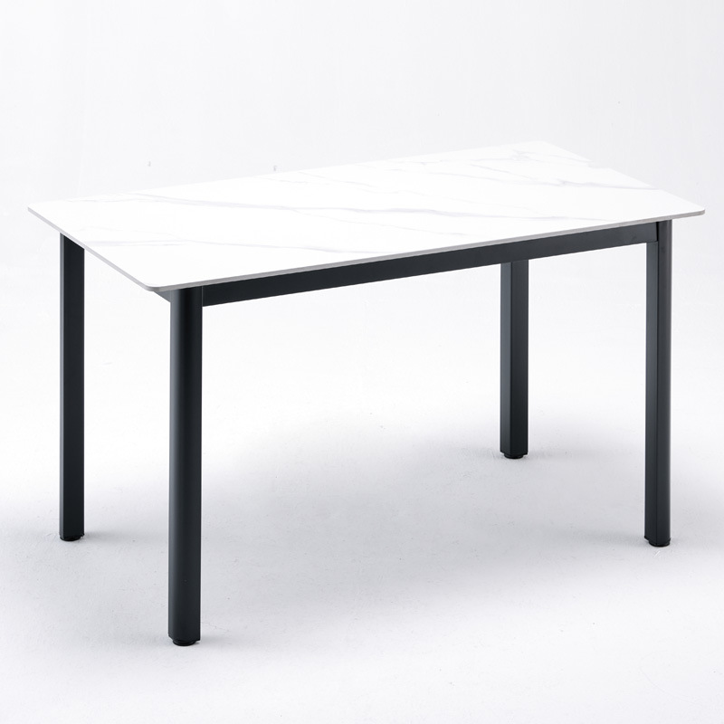 Mesa de comedor moderna minimalista de pizarra, mesa de comedor rectangular para uso doméstico, mesa pequeña con patas en forma de abanico para apartamento minimalista