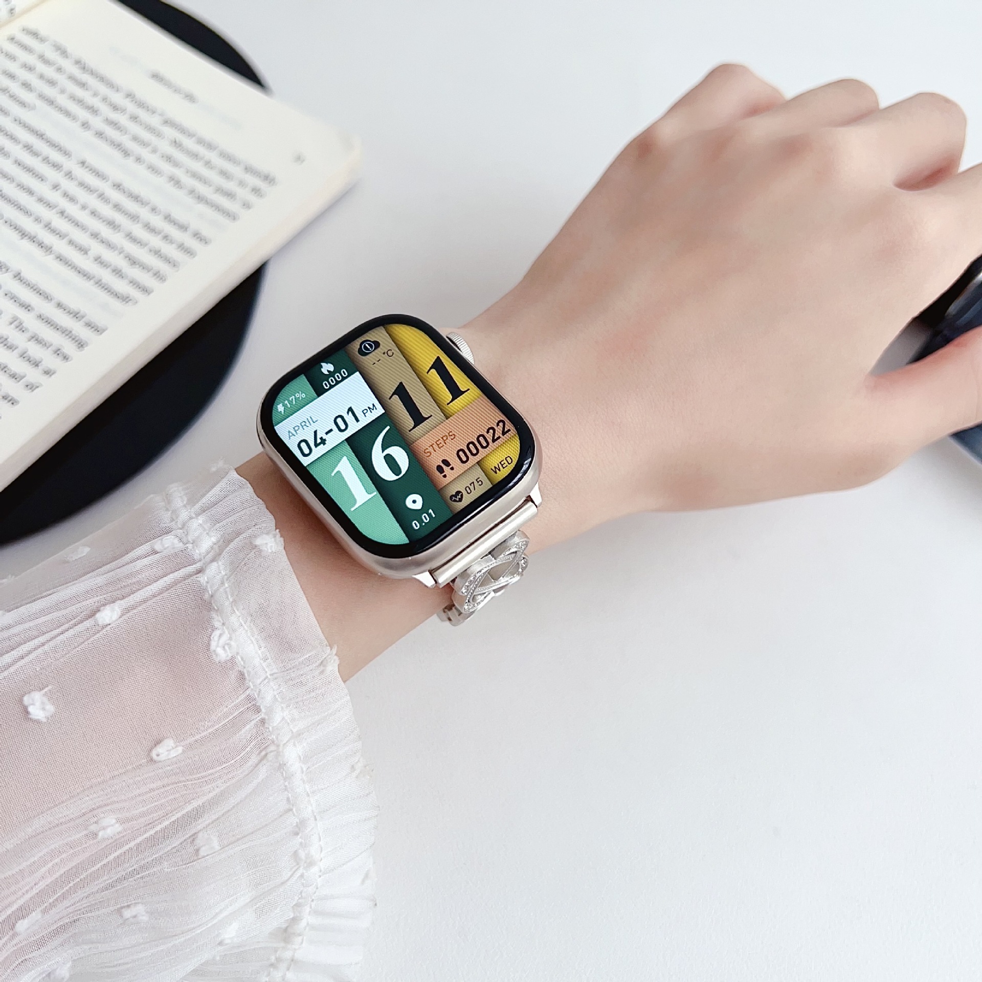 Para Apple 6789 generación pulsera Apple watch SE diamantes correa de cadena de metal universal