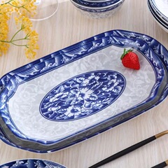 青の花韻超大型魚盤景徳鎮青花陶磁器は蒸して長方形の皿を焼くことができます。