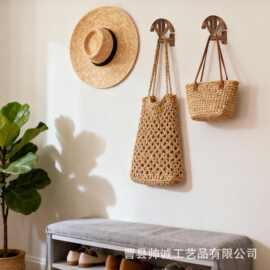 跨境壁挂式木制帽架实木悬挂式帽子可调节鸭舌帽牛仔帽展示帽架