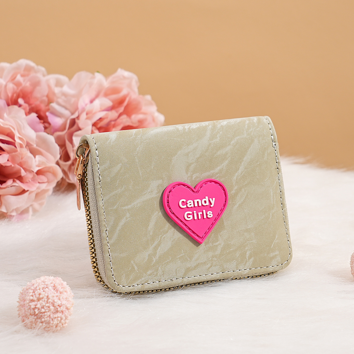 Nuevo cross-border cremallera billetera caramelo chica moda encantadora multi-tarjeta bolso de cambio de mujer cartera dulce clip corto