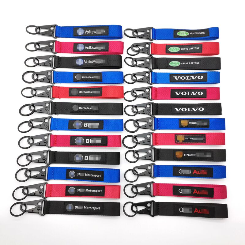 European car logo embroidery computer embroidery sewing key chain decoration trailer belt wrist rope loss prevention