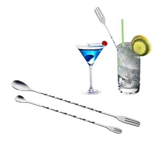 Stainless steel bar spoon, dual-length stirrer, cocktail stirrer, cocktail and cold drink spoon, household daily necessities