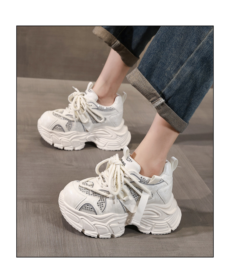Giày sneaker nữ đế dày lưới thoáng khí phong cách daddy — màu be chi tiết 14