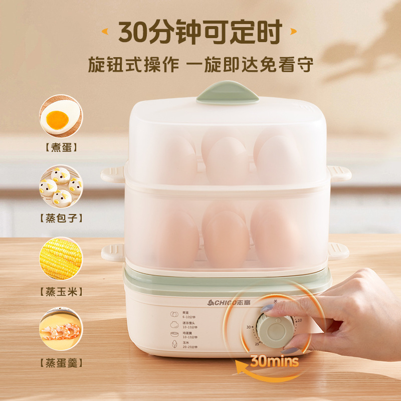 志高煮蛋器蒸蛋器双层家用自动断电定时电蒸锅宿舍煮蛋神器早餐机|undefined