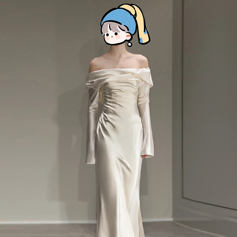 Mermaid Waist-Cinching Light Wedding Dress 2026 New Style Bridal Travel Photo Shoot Morning Gown Elegant and Graceful Going-Out Dress French Satin Dress