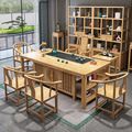 实木茶几新中式茶桌椅组合五椅原木色套装一桌干泡茶台办公室一体