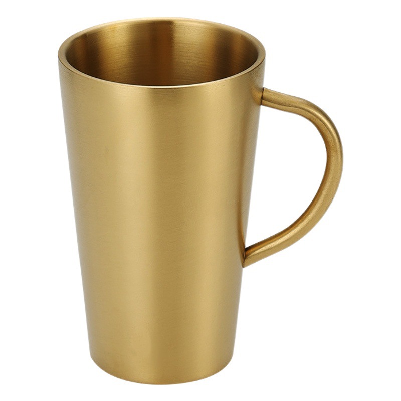 304 Stainless Steel Water Cup with Handle Golden Mug Coffee Cup Milk Cup Restaurant Tea Cup Beverage Juice Cup