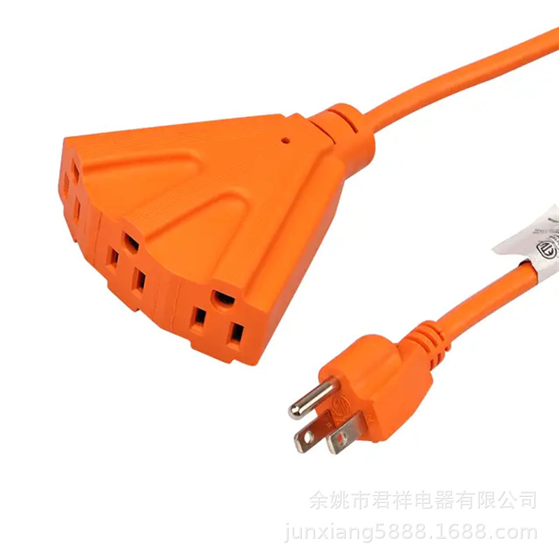 Suministro de cable de extensión de tres enchufes estándar de EE.UU. enchufe de cable de alimentación poroso estándar de EE.UU.