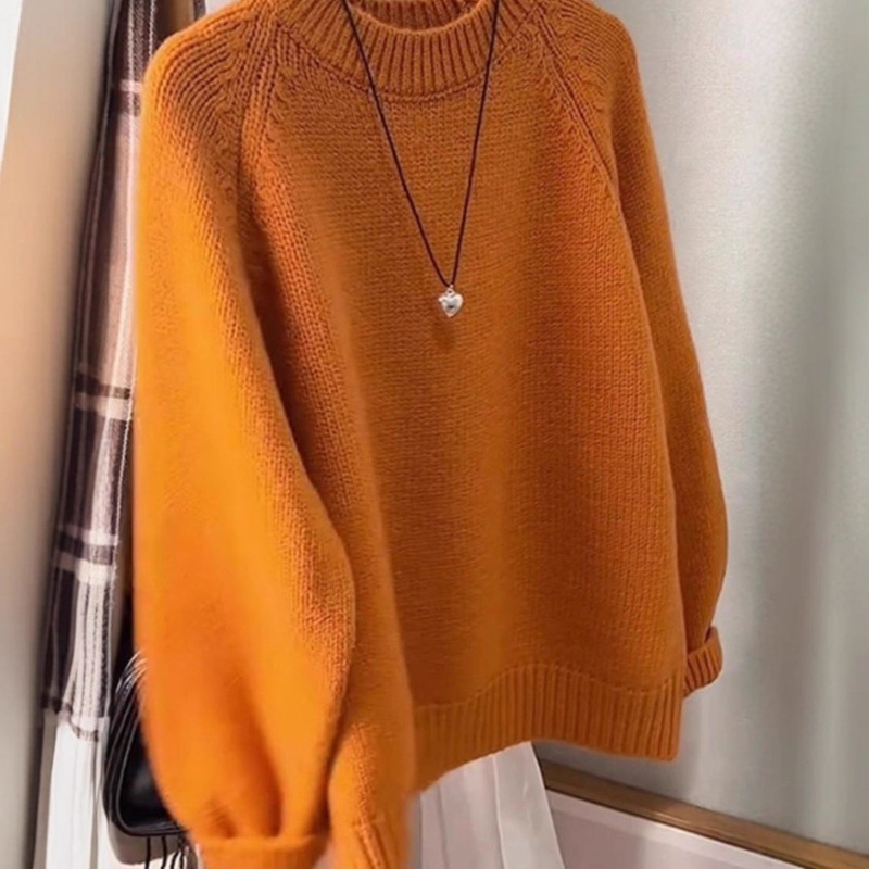 Gentle, Soft and Waxy Milky Round Neck Knitwear 2025 Autumn and Winter New Slimming Look Niche Chic Orange Knitwear