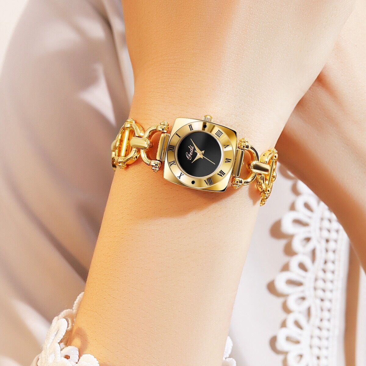 50g Weight Tempered Glass Mirror Material Stainless Steel Strap Material Watch Classification Pointer Display Type Jewelry Buckle Buckle Style Square Dial Shape Holiday, Banquet, Daily Occasion Quartz Movement Solid Color Pattern Women's Gender Elegant, Lady Style Elegant Lady Solid Color Jewelry Buckle Quartz Watch Women's Watches 8