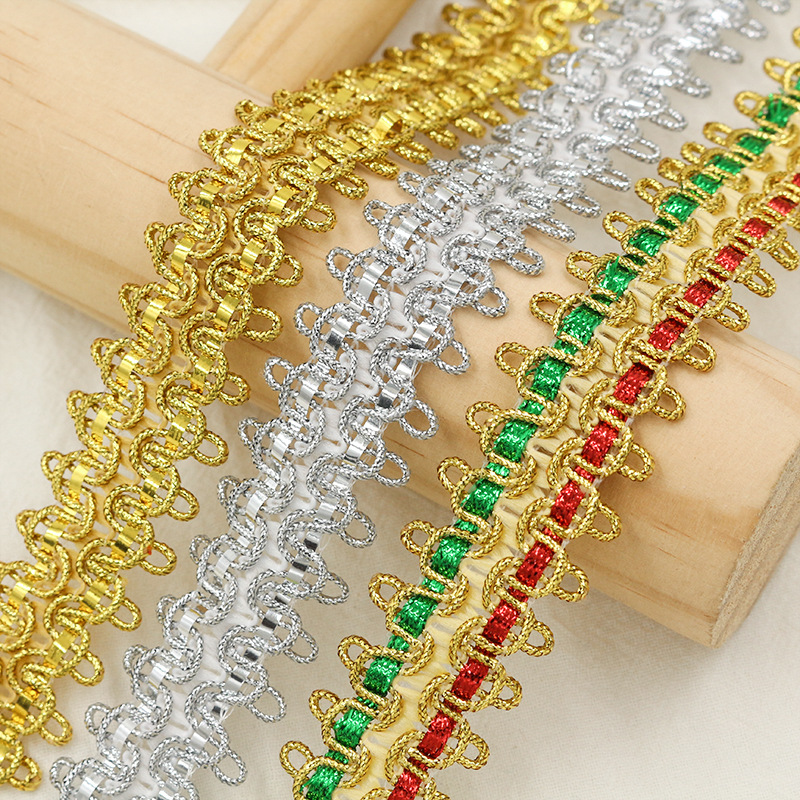 2,5 cm oro y plata gancho encaje correas traje étnico decoración de ropa de escenario equipaje accesorios de iluminación