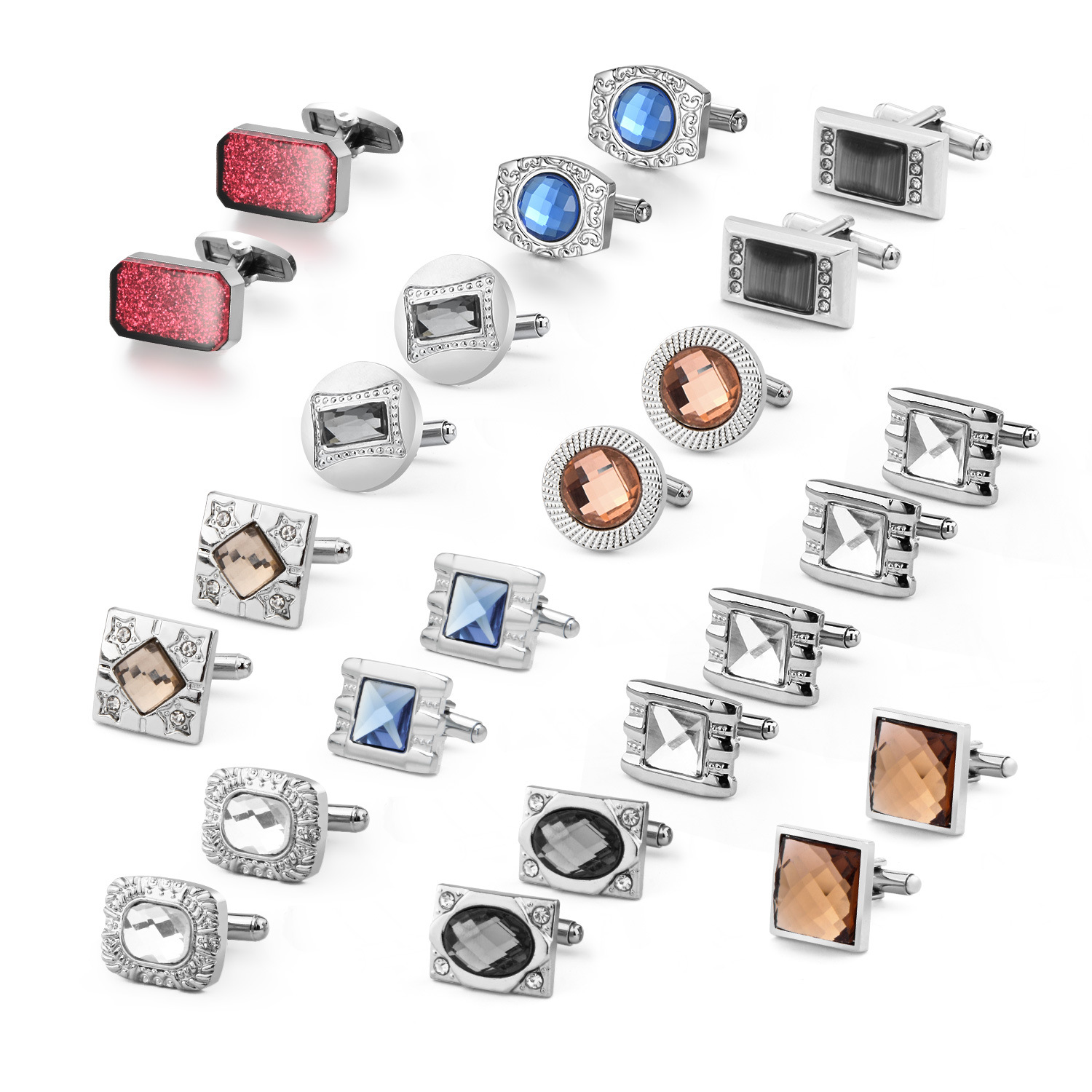 Dai Li European and American fashion cufflinks high-end zircon cufflinks classic men's suit shirt accessories Diamond-embedded gem sleeves