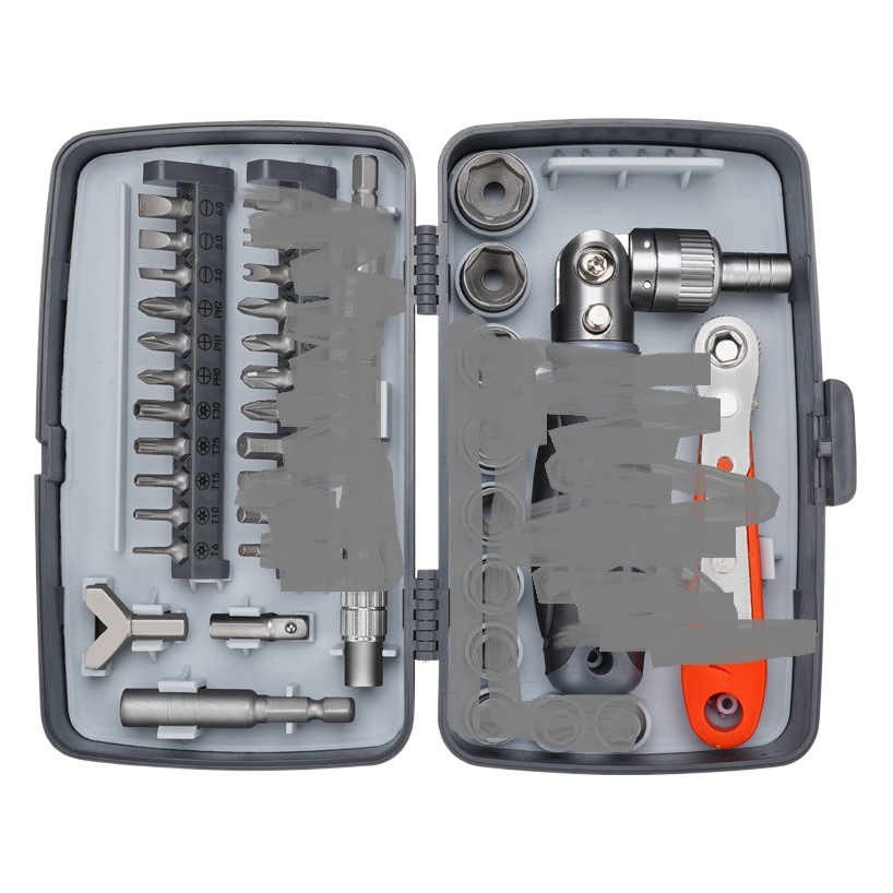 38-en-1 Multi-propósito Llave de trinquete destornillador de ahorro de mano de obra traje de hardware del hogar herramienta combinación destornillador Caja de Herramientas