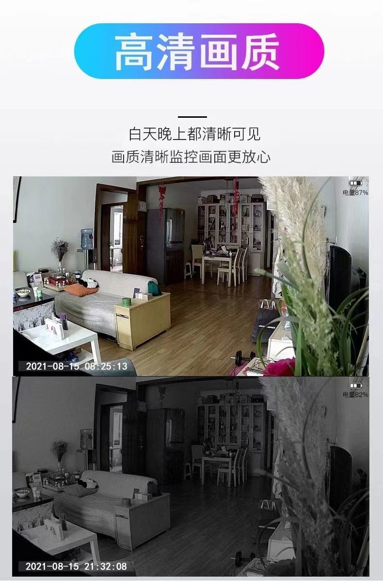 The new home surveillance camera can be used outdoors with wireless wifi and unplugged connection to a mobile phone for remote high-definition video playback Application Scenario