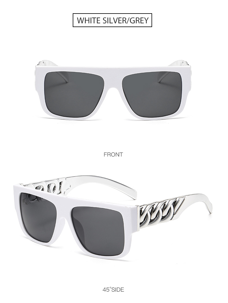 60g Weight Full Frame Glasses Structure Sunglasses Classification Ac, UV400 Protection Lens Material Square Glasses Style Party, Street Occasion Geometric Pattern Unisex Gender IG Style, Punk Style Grey, Black Color IG Style Punk Geometric Ac UV400 Protection Square Full Frame Men's Sunglasses 5