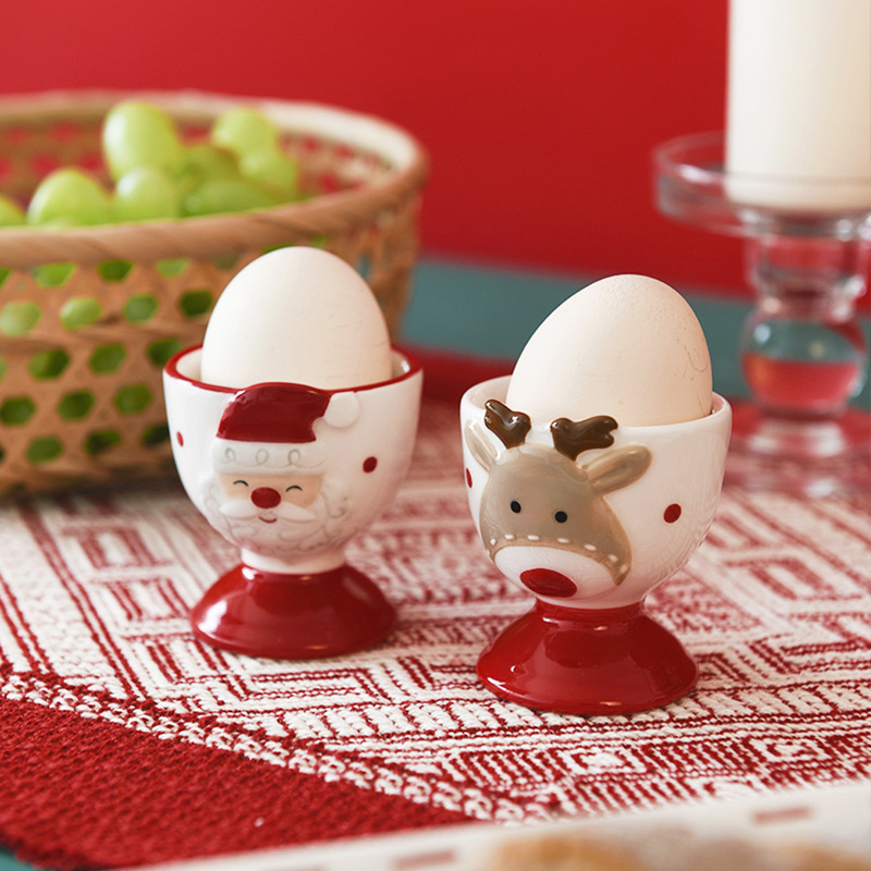 Santa Claus cerámica de costura de estilo nórdico huevo creativo taza de vino pequeña hermosa taza de huevo de alce de alto valor