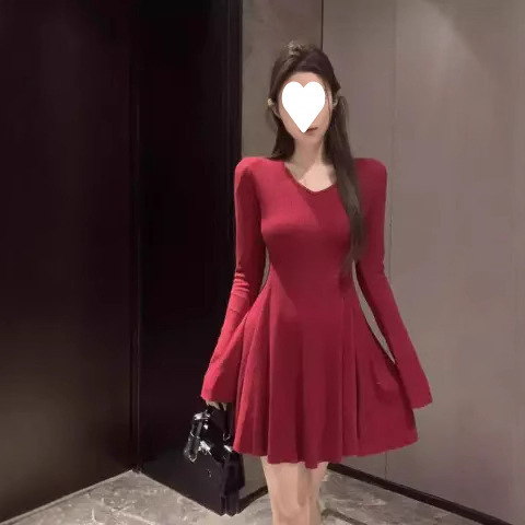 New Autumn/Winter Pure Desire Style Hot Girl Inner Coat Matching Dress Slimming Long Sleeve Dress Relaxed Style Short Skirt