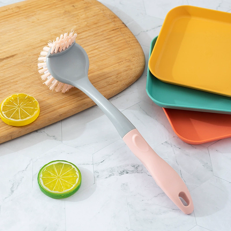 28cm Multifunctional Kitchen Pot Scrub Brush for Dish Cleaning, Soft Bristles, 5 Color Options
