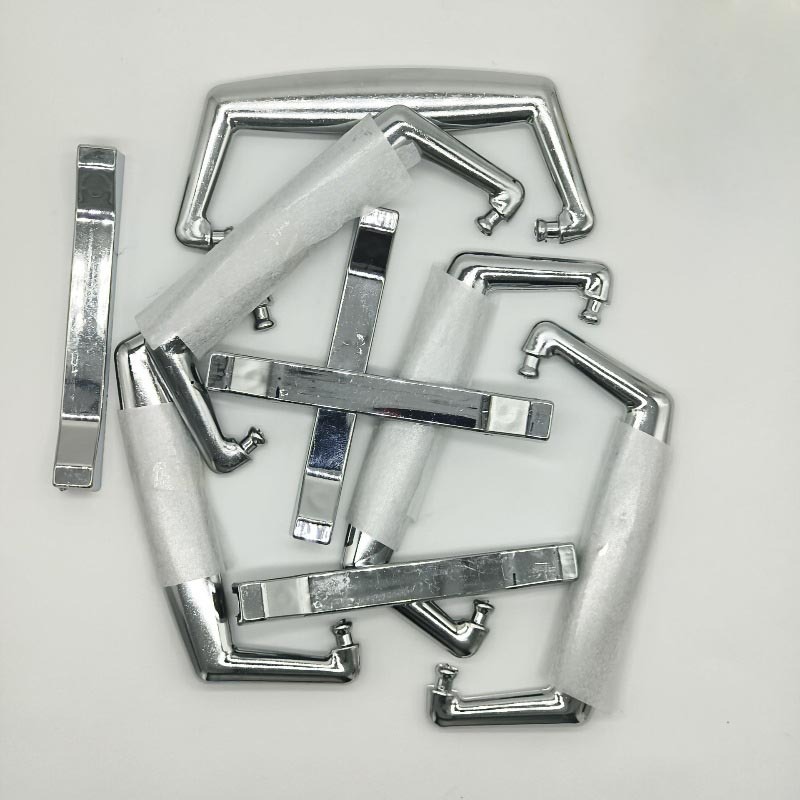 Caja de cuero con manija plateada, caja de cosméticos, manija plana de plástico, caja de aluminio, caja de madera, caja de regalo, accesorios de equipaje con manija