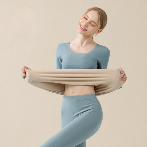 New style thermal underwear for women, double-sided brushed hair hot ab side plus velvet bottoming, men's autumn clothes and long trousers suits wholesale