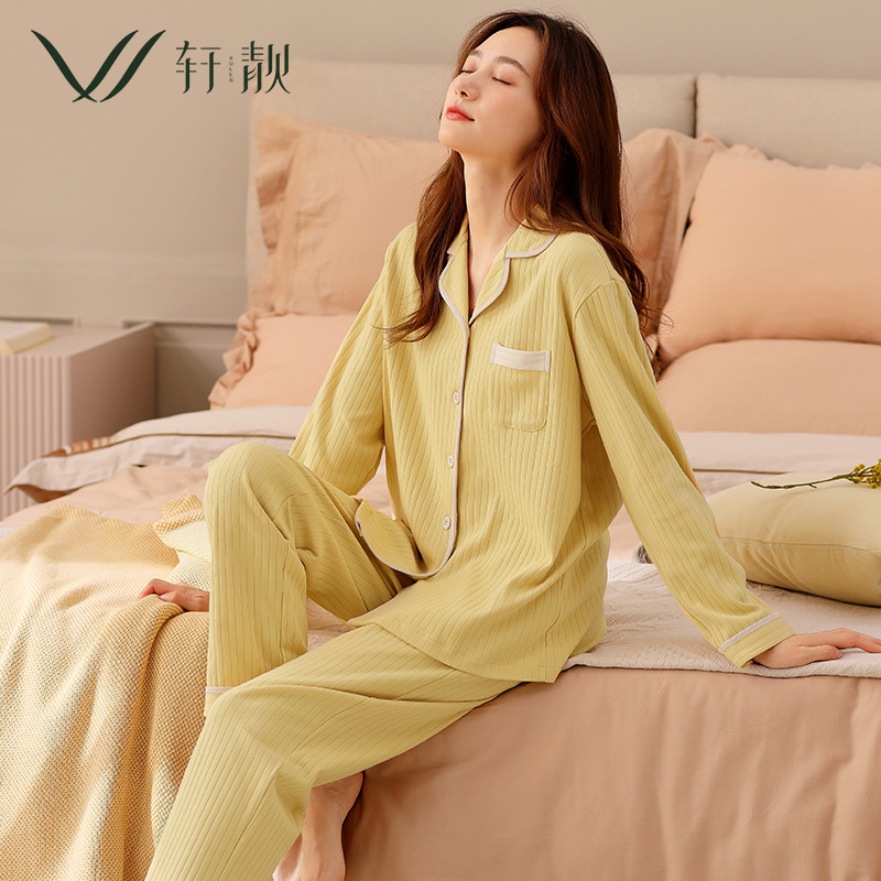 Pijamas de las mujeres la primavera y el otoño 100% algodón manga larga 2023 nuevo desgaste casero al aire libre más tamaño traje