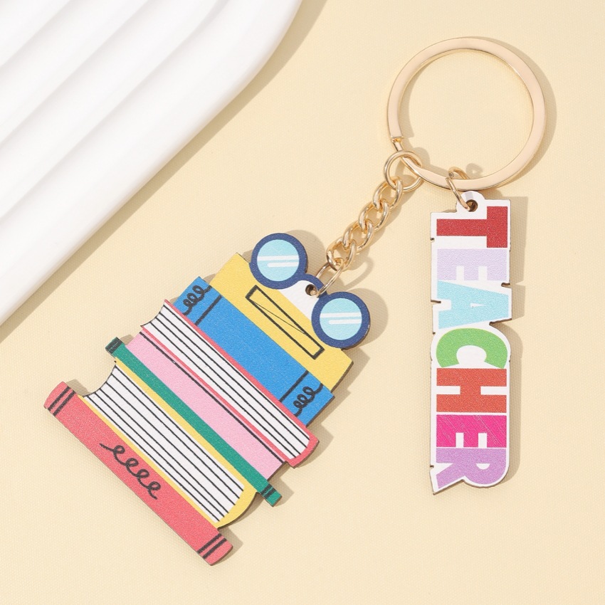 Letter Pattern Modern Style Letter Wood Teachers' Day Unisex Keychain