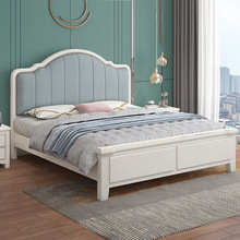 美式簡約現代輕奢實木床1.8米卧室儲物軟包雙人床1.5小戶型單人床
