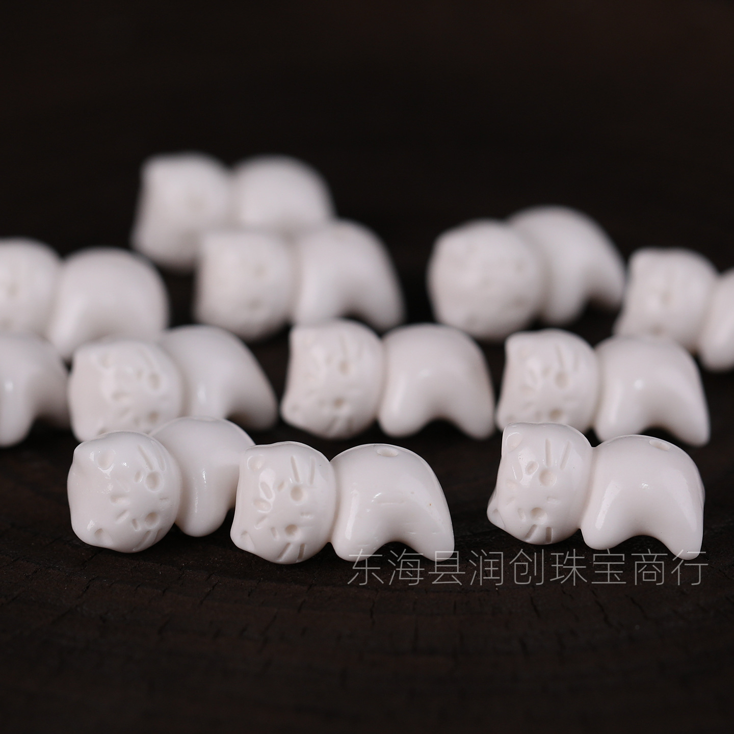 Camel bone carved lying cat spacer beads DIY handmade craft Buddhist bead bracelet accessories
