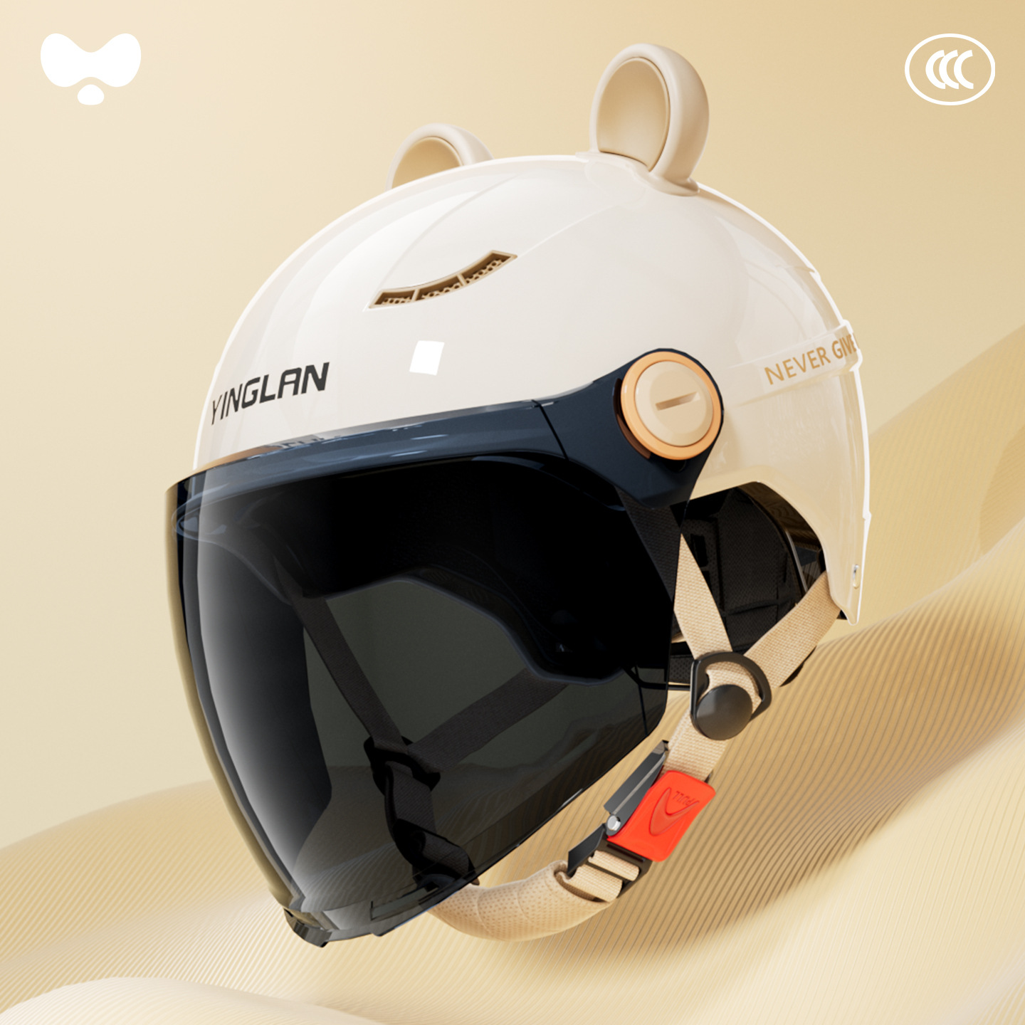 Universal – Helmet Electric Vehicle Motosiklet kaskı (dəbilqə) - 3c-ceramic-white-sunscreen-long-mirror-class-a-new-national-standard