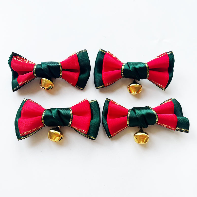 Christmas Bell Flower Red and Green Silks and Satins Bow Accessories Christmas Jewelry Accessories Packaging Gift Bag Decorative Accessories