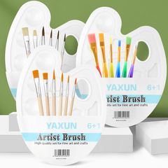 Set of 6 Children's Paintbrush Palette Watercolor and Acrylic Art Brushes Nylon Drawing and Scribbling Brushes Wholesale