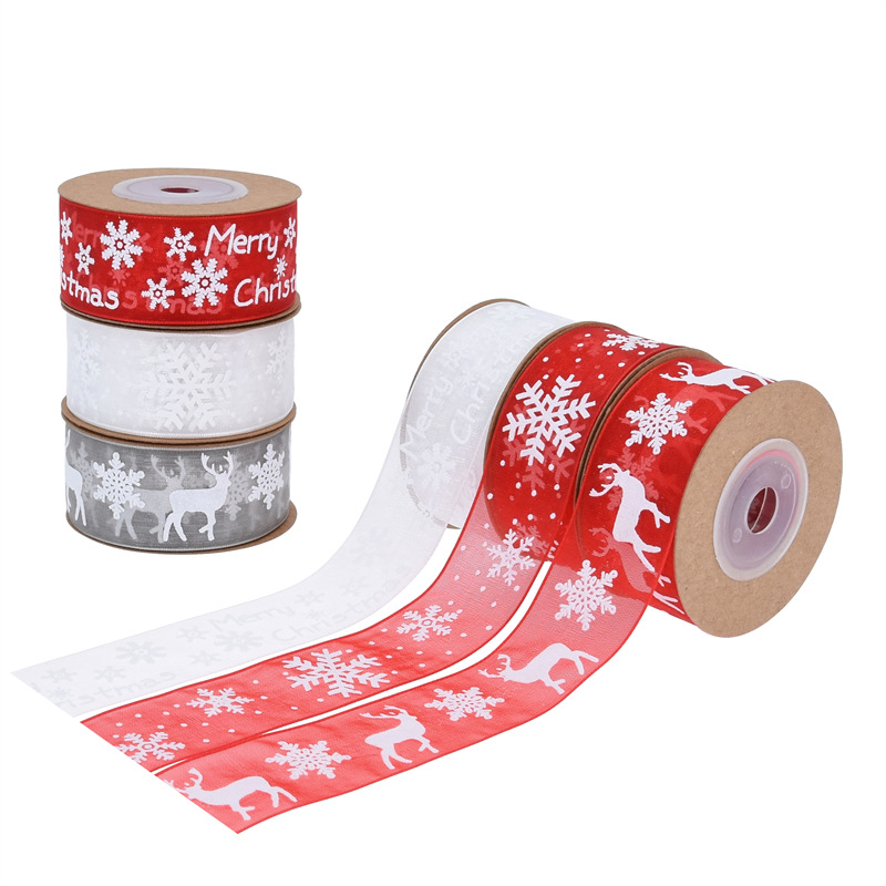 Festival de Navidad Decoración de la cinta Decoración del árbol de Navidad Pastel de flores Cinta de Navidad Spot Rollo pequeño