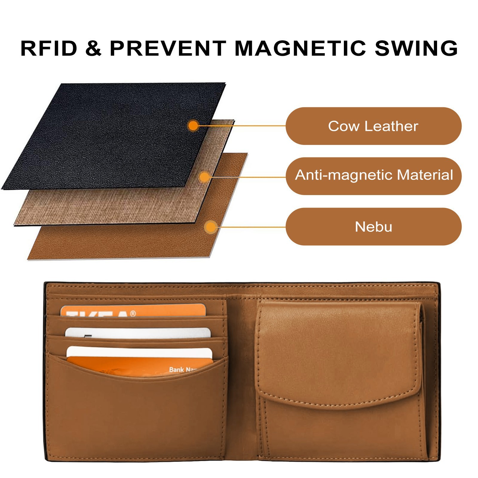 Cartera de negocios Rakuten de estilo japonés personalizada, multifuncional, con monedero, billetera de cuero genuino de doble pliegue para hombre