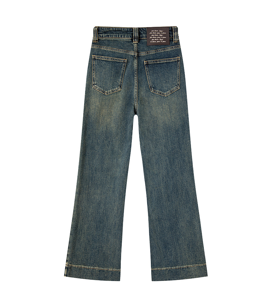 Högmidjade slim fit flare jeans för damer vår och sommar_voghion.com
