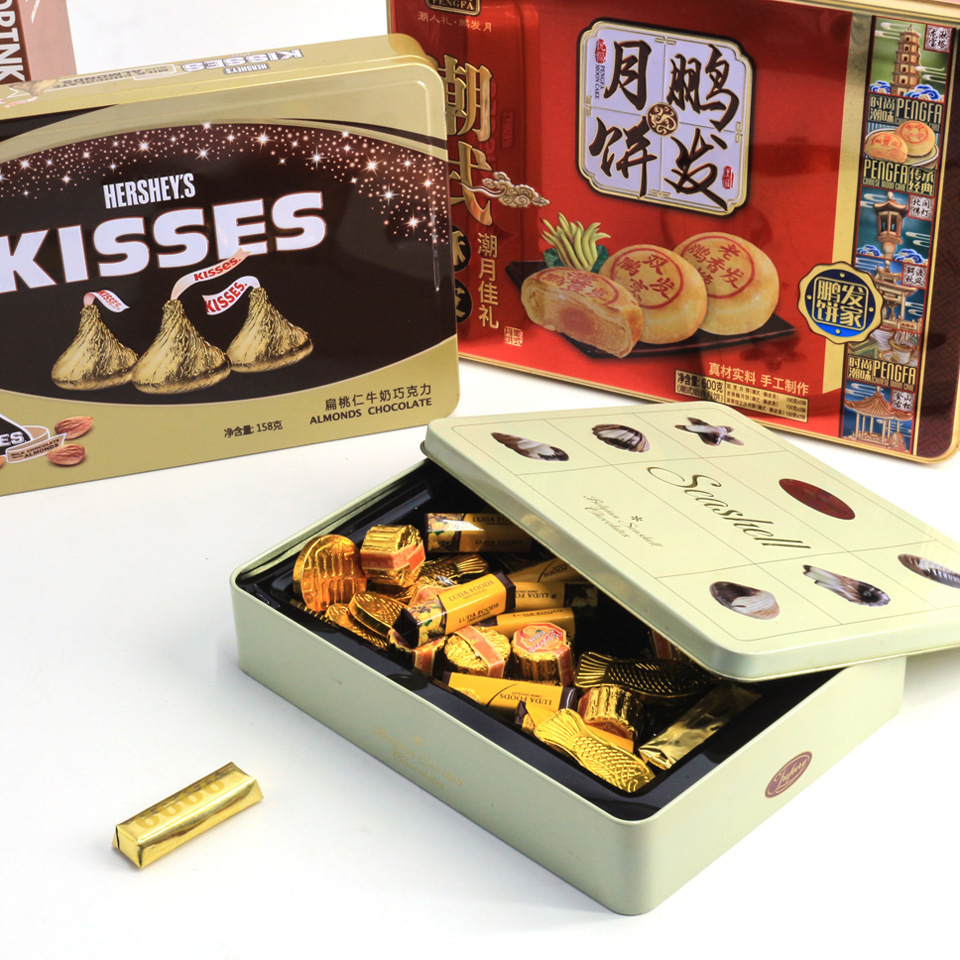 长方马口铁巧克力铁盒扣抵长方铁罐 长方糖果铁罐 缩口马口铁盒