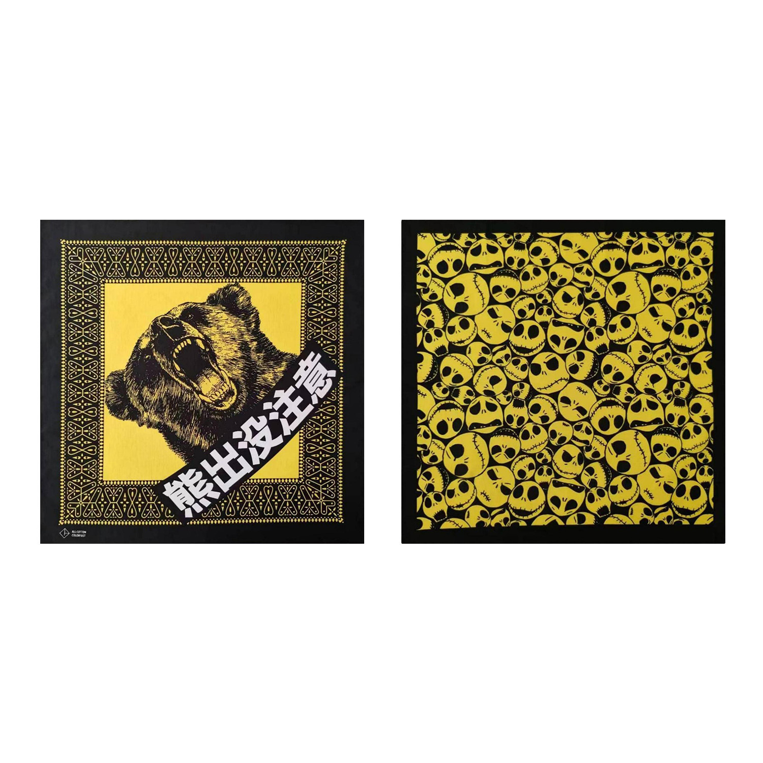 Factory direct delivery 55X55cm Bearbrick skull horror hip-hop street dance cycling decorative headscarf face mask