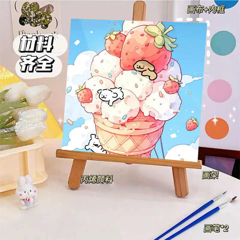 ライン子犬デジタル油絵 diy 手描き落書き漫画かわいい癒しの装飾メーカー卸売|undefined