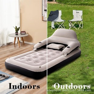 Cross-border Hot Single Double Household Thickened Extra Large Air Cushion Bed Simple Portable Outdoor Lazy Backrest Inflatable Mattress