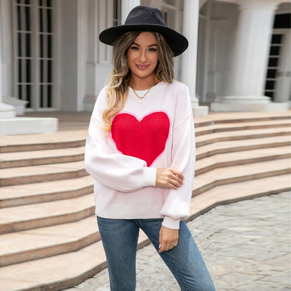 Suéter de Punto con Cuello Redondo y Corazón Grande para el Día de San Valentín, Novedad de Primavera 2025, Éxito de Ventas en Comercio Exterior, Talla Grande para Mujer image 3