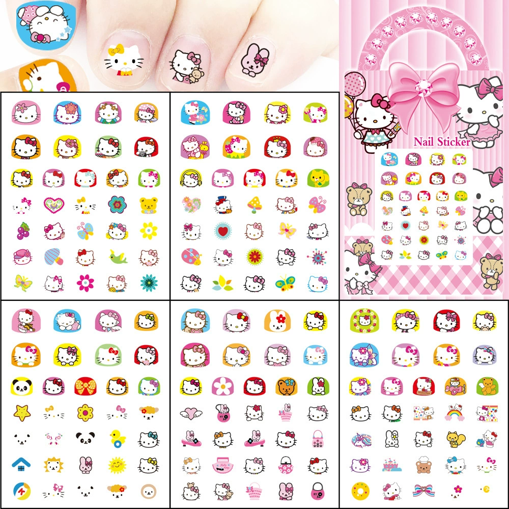 Трансграничный набор из 5 водонепроницаемых наклеек для ногтей для ногтей для детей KTCat Sanrio HELLOKITTY наклейки для ногтей