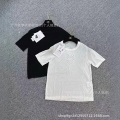 デザインレース中空ラウンドネック半袖Tシャツ女性用2025夏の新しいファッション気質プルオーバートップ