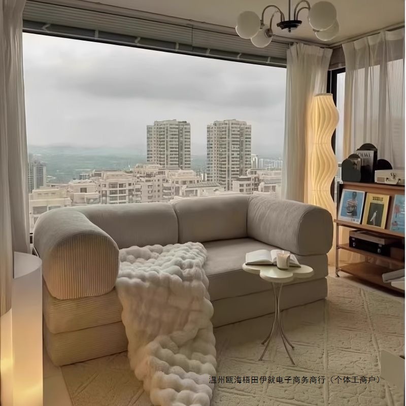 Small Apartment Sofa Bed Fabric Living Room Medieval Retro American Removable and Washable Module Lazy Sofa Bed Fabric Sofa