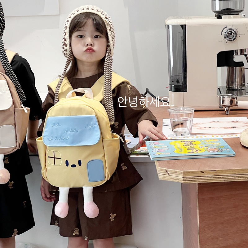 Mochila de dibujos animados para niños y niñas encantadora casa pequeña mochila escolar para estudiantes de jardín de infantes 2024 nuevo comercio exterior mochila infantil