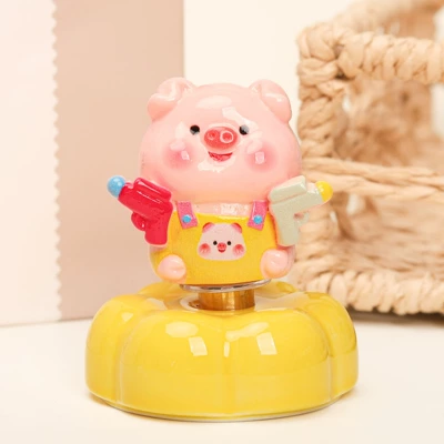 Desktop Car Decoration, Car ornaments - double-gun-pigyellow-ceramic