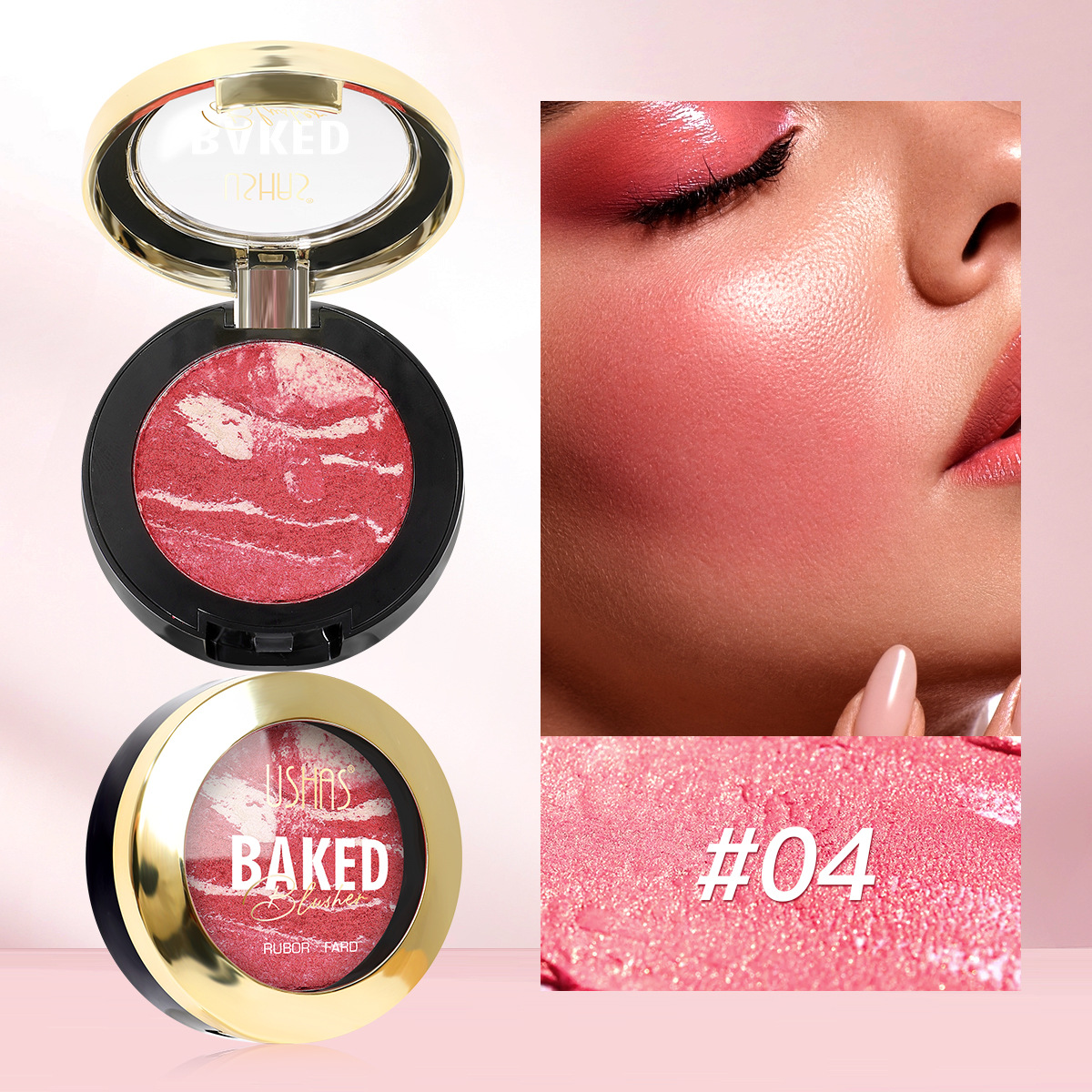 USHAS Transfronterizo Amazon Hot Sale Blush Waterproof Durable Gradient Blush UF061A + B